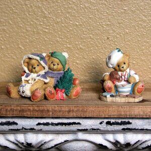 Two Christmas Cherished Teddies Figurines from Enesco Boxes & Cert. of Adoption
